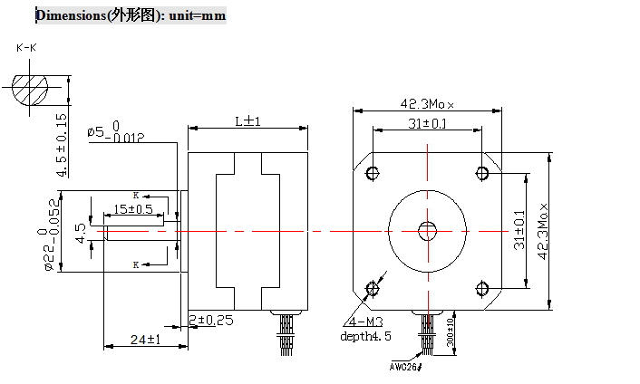 1.8degree two-phase 57mm hybrid stepper motor