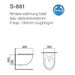 Ceramic Concealed Cistern Wall Hang Toilet Rimless Suspension Floating For