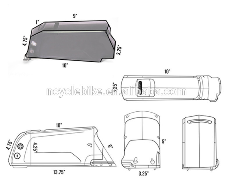 NC-020 48v 500w ebike lithium battery downtube 48v 10ah samsung cell 2600mah