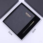 Customized A5 Wood-free Paper PU Resin Cover Leather Journal Notebook Set With