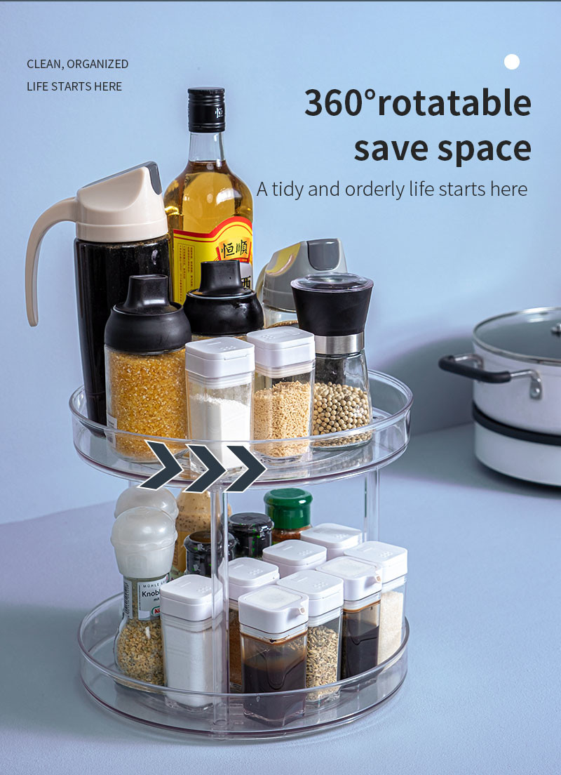 Rotating Vertical Modern Kitchen Plastic Lazy Susan Storage Holders Spice Rack