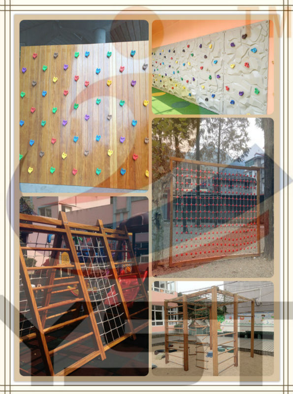 Preschool Wooden Playground Equipment LLDPE Plastic Material Anti Static