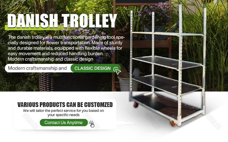 Easy Assemble Durable Dutch Flower Trolley For Greenhouse