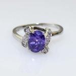 Fashion Jewelry Amethyst Sterling Silver Ring with Cz Diamonds(FR017)