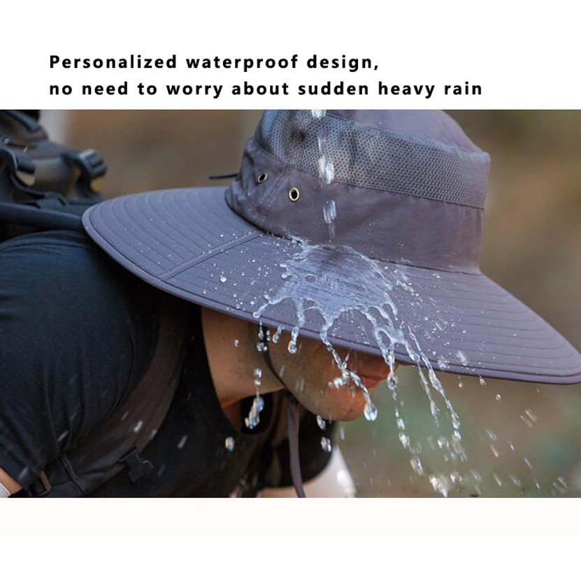Adult Summer Beach Cap Men'S Panama Hat Big Wide Brim Waterproof