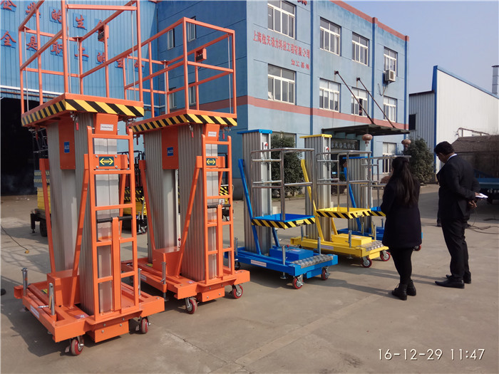 8m Double Mast Mobile Hydraulic Work Platform Lift Extensible Boom Platforms Orange