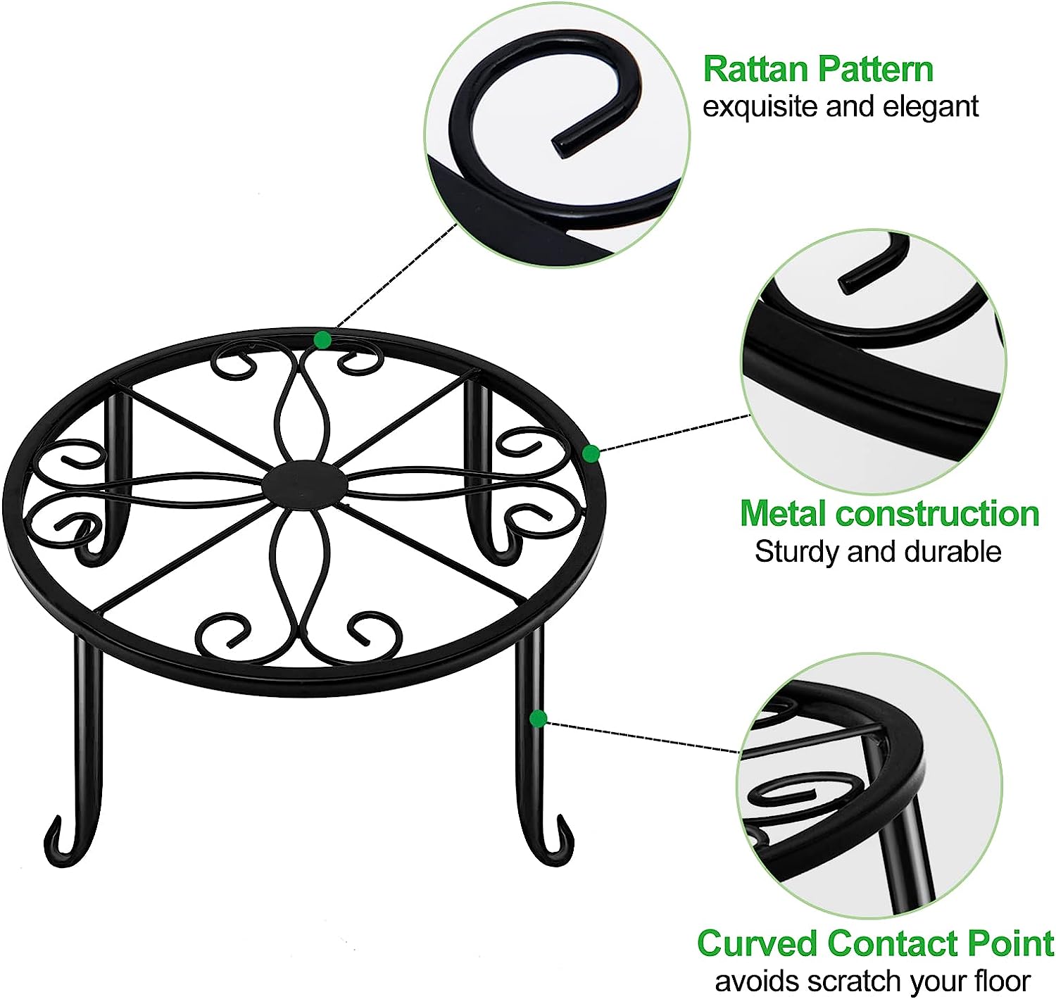 Metal Flower Pot Stand Black Steel Vintage Powder Coating Plant Pots Planters Rack
