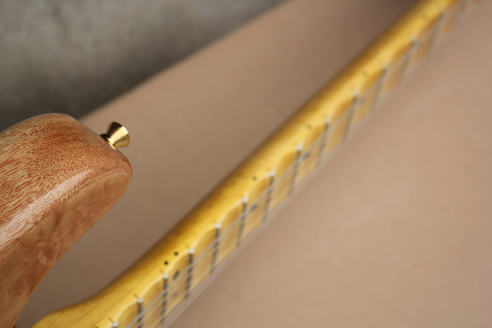 Custom Natural Wood Color Electric Guitar with SSS Pickups,Acrylic Pickguard,Scalloped Neck