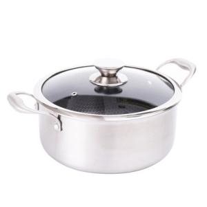 Quality 24cm 3 Ply Stainless Steel Non Stick Casserole Pot With Glass Lid wholesale