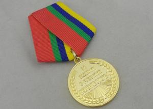 Quality Gold Custom Awards Medals / Reward Medal With Zinc Alloy 3D Design And Ribbon Matched wholesale
