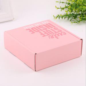 Quality Pink rectangular mailbox express parcel carton Corrugated Paper Box Bronzing process printing wholesale