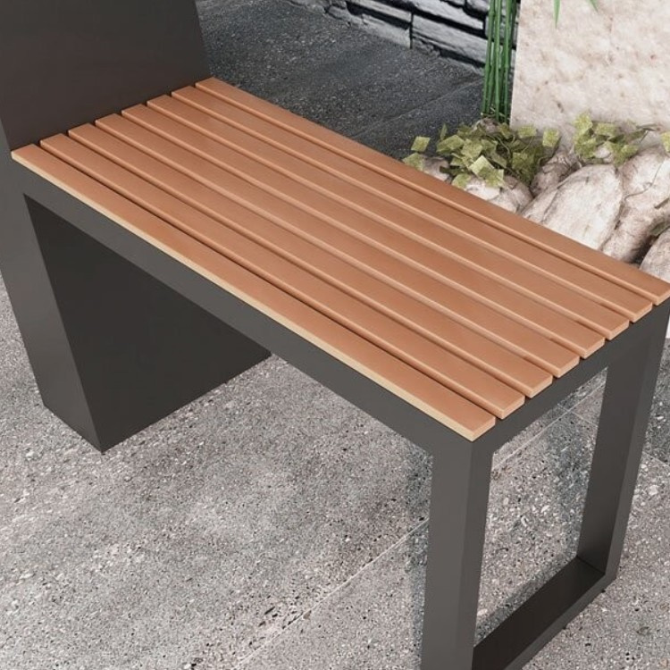 Outdoor large public chair with metal black planter pot