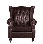 Home Furniture High Back Leather Armchair Movable Eitherdown Cushion Solidwood