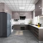 Quartz Stone Countertop Waterproof High Glossy Modern Kitchen Cabinets for