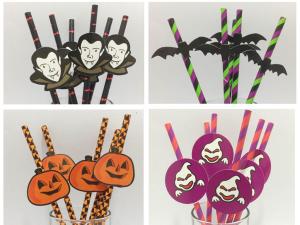 Quality Pumpkin Halloween party supplies paper straws wholesale
