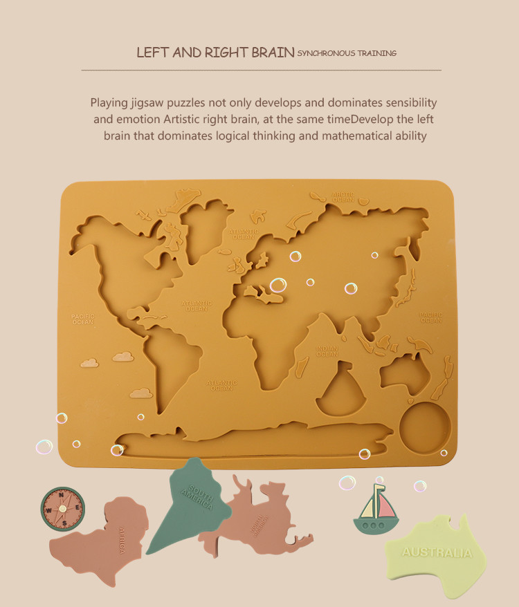 World Map Continents And Ocean Silicone Puzzle Baby Gift Montessori Educational