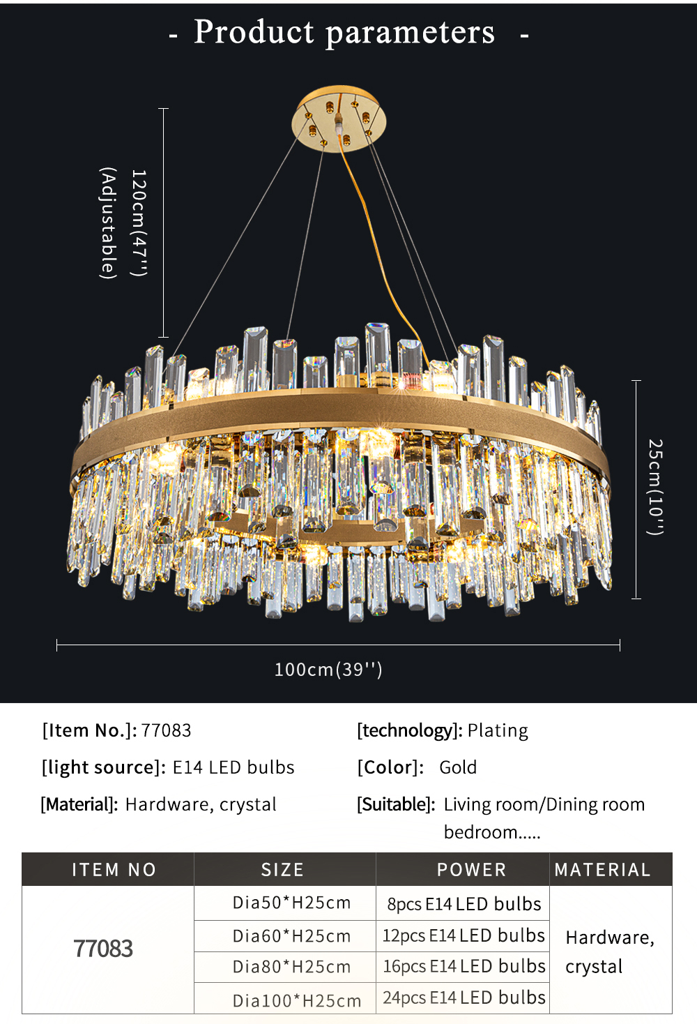 Creative Led Crystal Chandelier For Living Dining Room Luxury Home Decor dinner table chandelier(WH-CY-227)