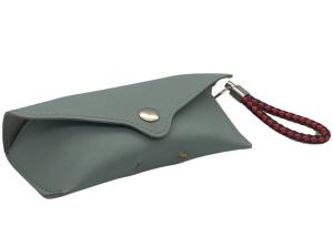 Quality Light Blue PU PVC Leather Eyeglass Case With Straps wholesale