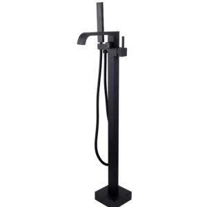 Quality Floor Freestanding Tub Faucet Brass Black Single Hole Faucet 4inch wholesale