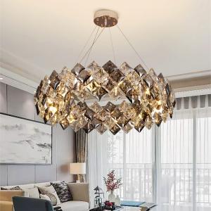 Quality Led chandelier Living room decoration simple dimmer round hanging crystal lamp(WH-CY-184) wholesale