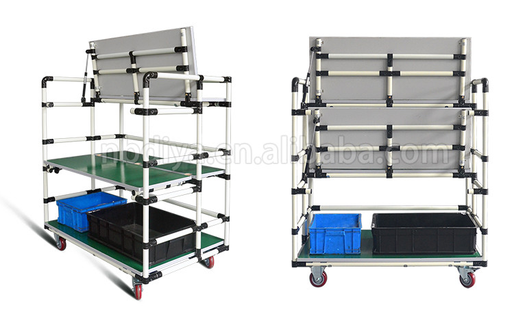 Colorful Lean Pipe Mobile Trolley Cart Hand Pushed For Automobile Parts
