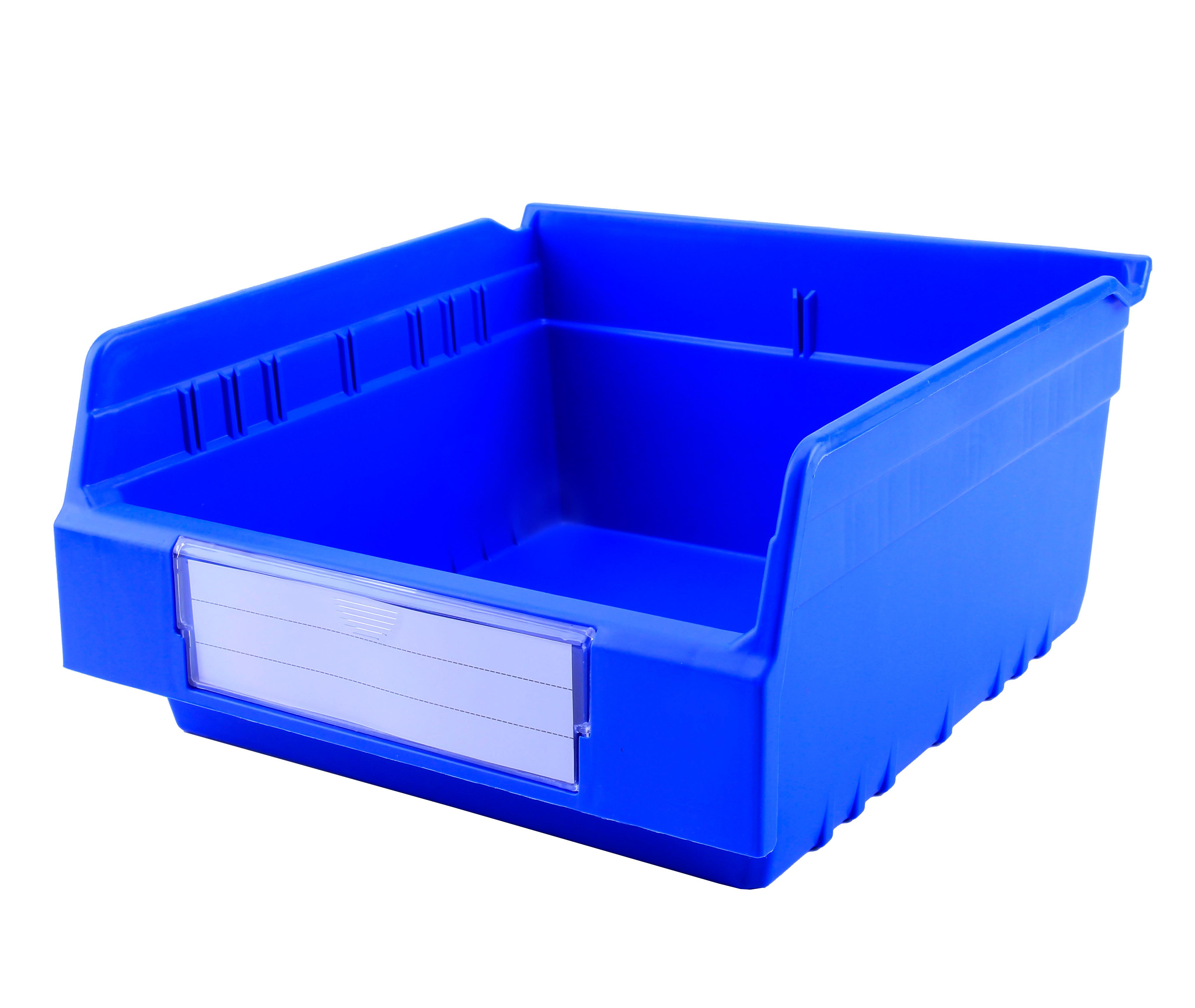 PP Semi-Open Front Organizer Bin for Rack System Stackable Small Parts Shelf Bins