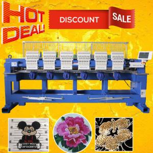 Quality 15 needle 6 head embroidery machine barudan type computer embroidery machine for cap t-shirt flat chenille sequin logo wholesale