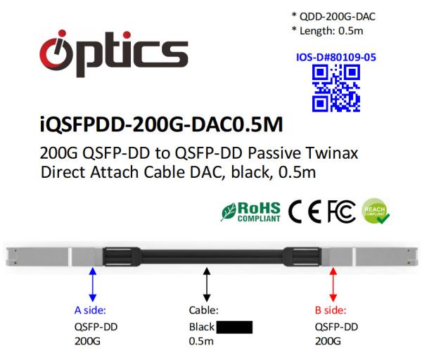 QSFPDD-200G-DAC0.5M 200G QSFPDD to QSFPDD DAC(Direct Attach Cable) Cables
