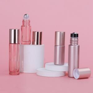 Quality 10ml Glass Cosmetic Containers Ampty Pink Essential Oil Glass Roller Bottle wholesale