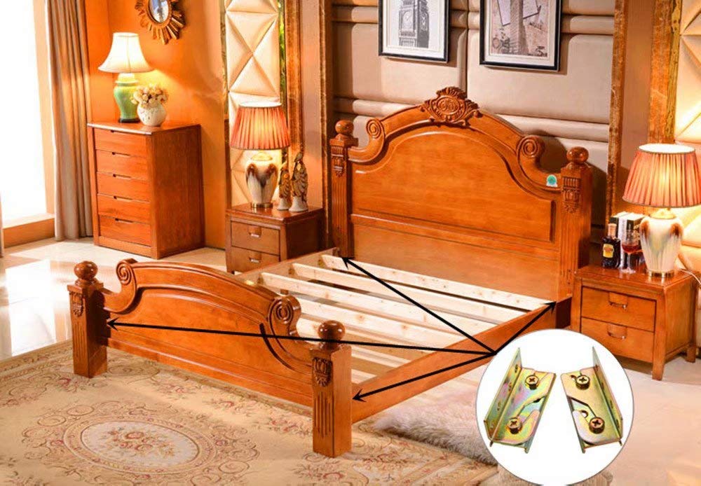 No-Mortise Bed Rail Brackets with Heavy Duty Steel Fittings and CE Rohs ISO 9001 4 Sets