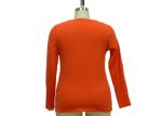 Orange Color Womens Plain Long Sleeve T Shirts , Womens Leisure Wear For Spring