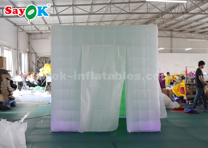 Inflatable Party Tent Oxford Cloth White And Green Inflatable Portable Photo Booth With Two Doors