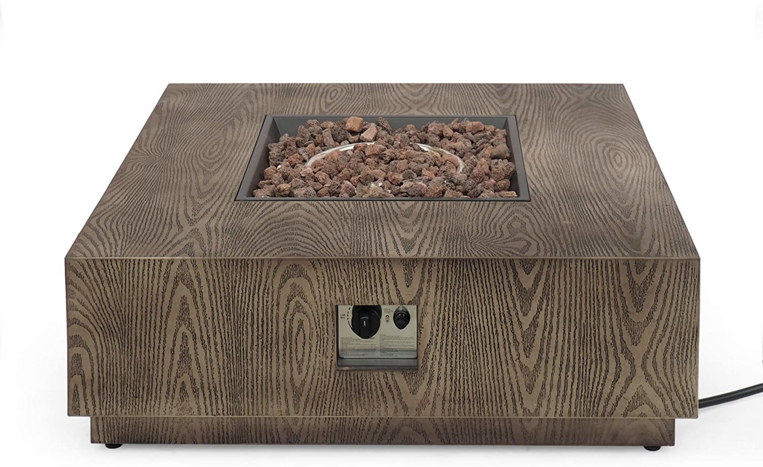 40'' Square Brazier With Tank Rack Outdoor Natural Gas Firepit Concrete