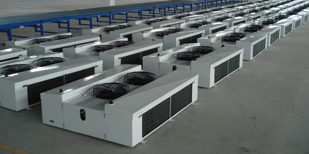 Cold Room Cooling Ceiling Type Dual Sided Air Blowing Evaporator with Refrigerant R404A/R507/R22