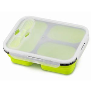 Quality 3 divider silicone folding lunch box camping food for work picnics lunch container wholesale