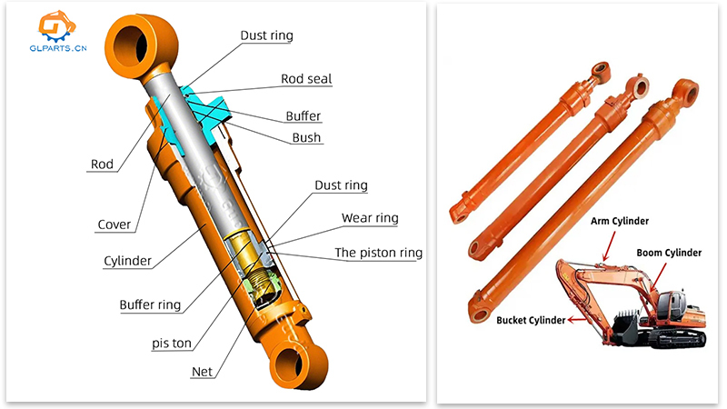 PC200 PC210 Excavator Hydraulic Cylinder 707-01-ZX841 707-01-ZX851 707-01-XZ820 707-01-XZ830