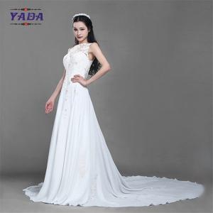 Quality New fashionable beaded embroidery sleeveless lace princess a line sexy wedding dress with long train wholesale