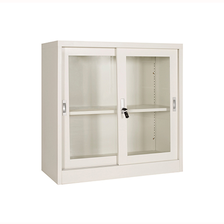 Metal Sliding Glass Door File Cabinet KD Structure Lockable
