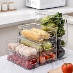 Clear Refrigerator Organizer Bins Slim Plastic Stackable