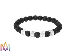Quality 22g Etching Words Available Volcanic Stone Bead Bangle wholesale