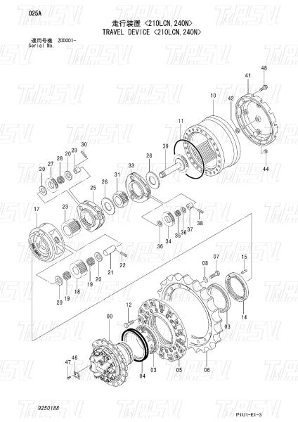 9250188 9269199 Custom Colors ZX200-3 Excavator Travel Final Drive Catalog Motor