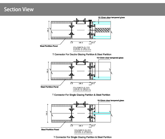 Single Glazed Demountable Glass Partition System Single Layer Laminated Glass Partition