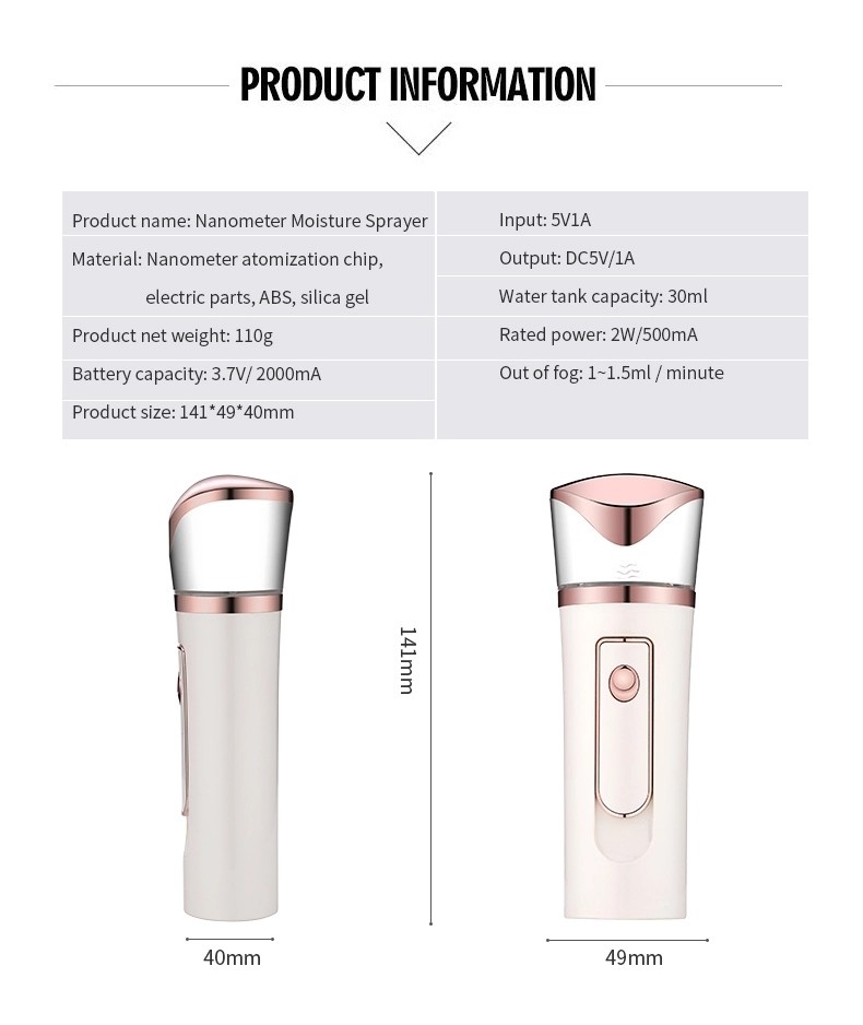 Nano Water Spray Mist With Power Bank Handy Facial Humidifier