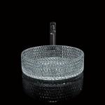 395mm Round Glass Wash Basin Hand Wash 45mm Dia No Hole For Hotel Bathroom