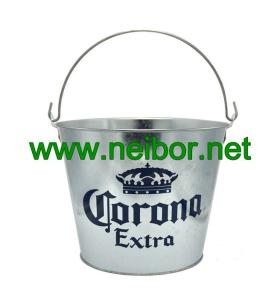 Quality Galvanized steel 5QT ice bucket with handle for Corona beer wholesale