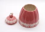 Size Custom Ceramic Biscuit Jar , Ballet Dress Pink Cookie Jar For Storage