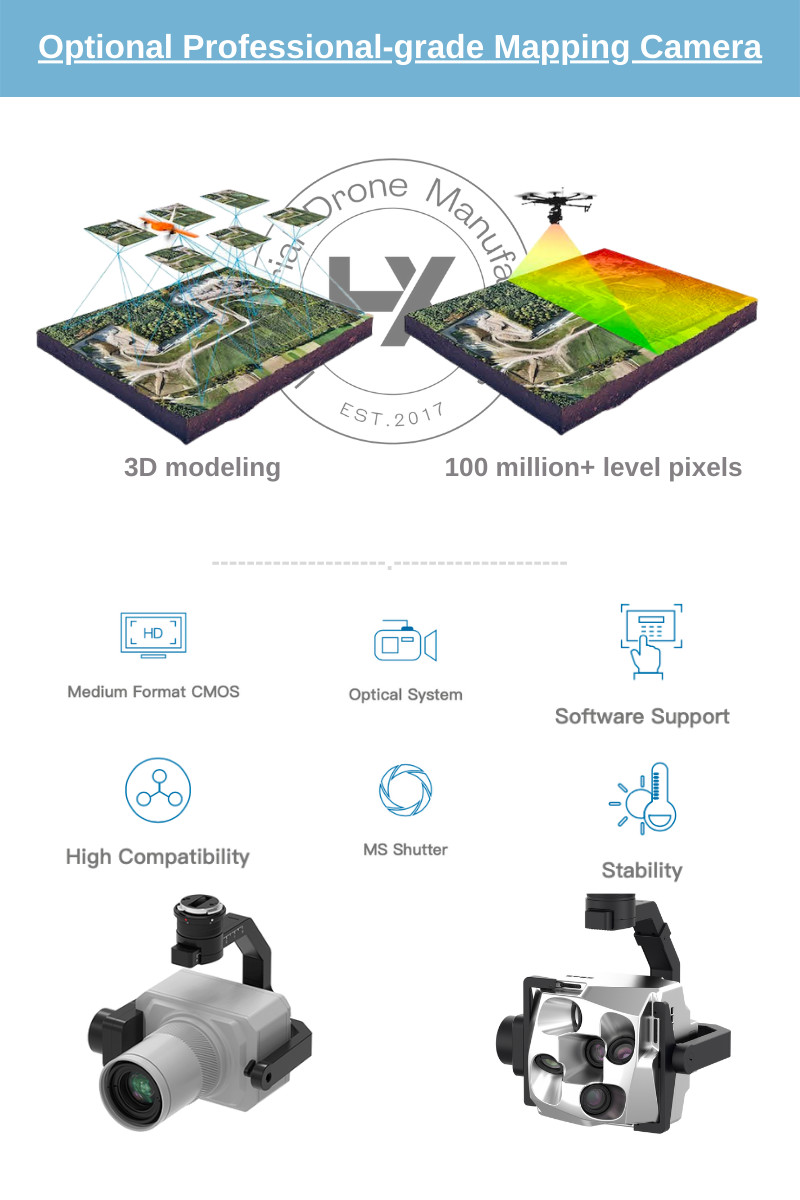 100 Million Pixel Medium Format 3D Modeling UAV Mapping Camera Match DJI UAV PTZ Drone Gimbal HXM10P