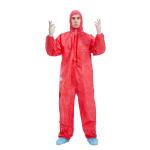 Red SMS Type 5 6 Disposable Hazmat Coveralls 30gsm To 65gsm