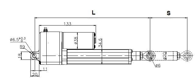 150mm stroke linear actuators 12v, brushed dc motor electric actuator with high waterproof appearance