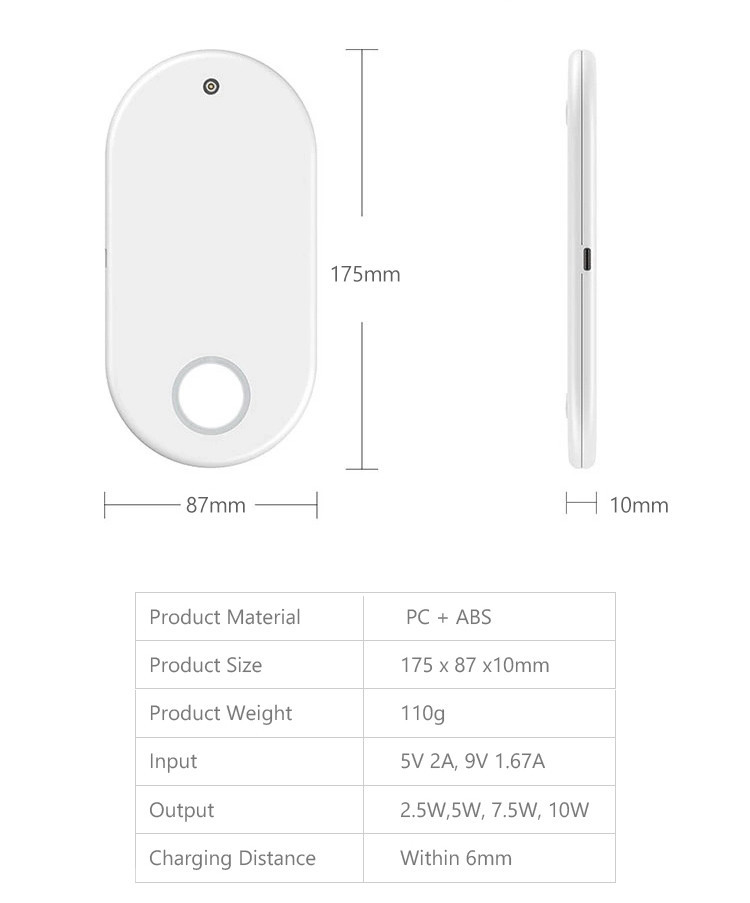 8pin 9V 1.67A 5W 10W Wireless 3 In 1 Charger